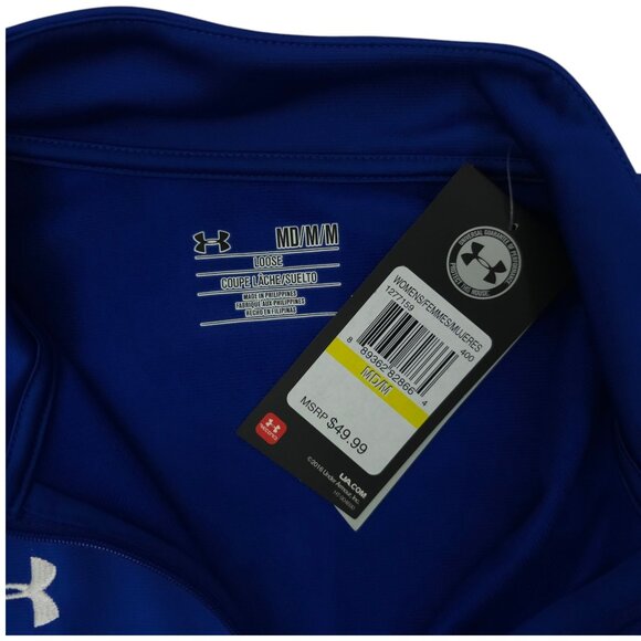 Under Armour Full Zip Track Wind Jacket Womens Size M Knit Warm Up Royal Blue - Picture 8 of 16